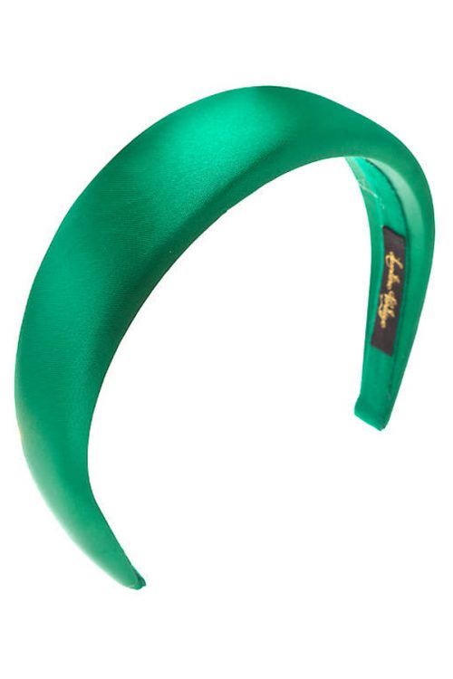 satin green padded headband monogrammed