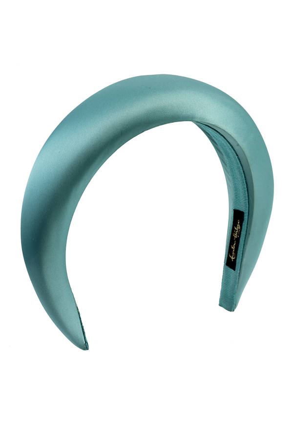 monogrammed satin padded headband tiffany blue