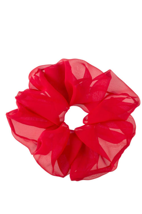 oversize scrunchie in chiffon rosso
