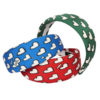 Flat satin headbands with hearts, in green blu and red color version