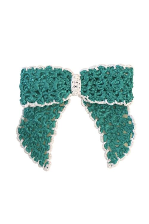 BIG BOW CLIP IN RAFFIA, AQUAMARINE GREEN